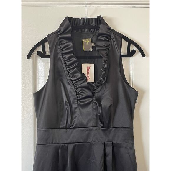 NWT Taylor Dress Black SATIN Pencil Evening Cocktail Size 6 - Picture 4 of 7